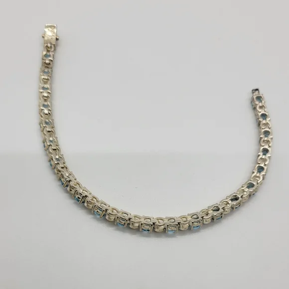 Blue Topaz and Sterling Tennis Bracelet - Picture 3 of 3